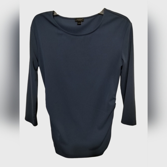 Ann Taylor Tops - 1800) Ann Taylor Factory Slate Blue Side Ruched Top Sizer Small